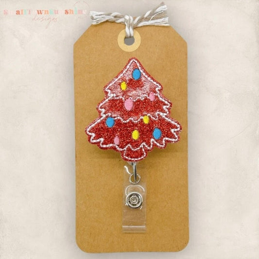 Red Christmas Tree Badge Topper