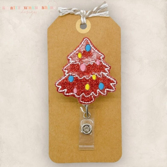 Red Christmas Tree Badge Topper