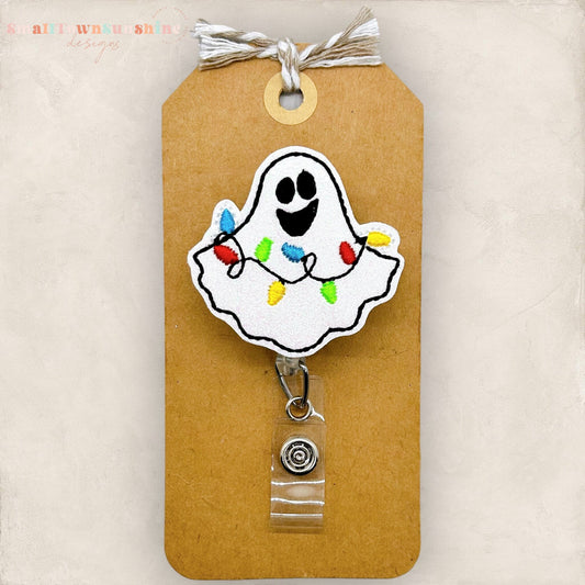 Christmas Lights Ghost Badge Topper