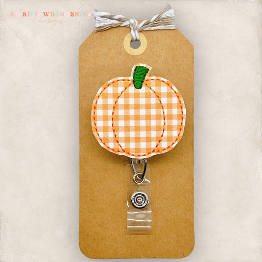 Gingham Pumpkin Badge Topper