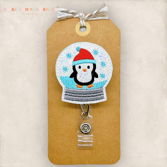 Penguin Snow Globe Badge Topper