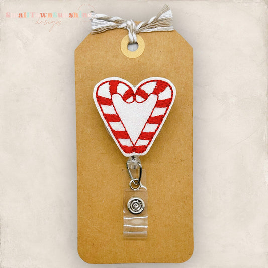 Candy Cane Heart Badge Topper