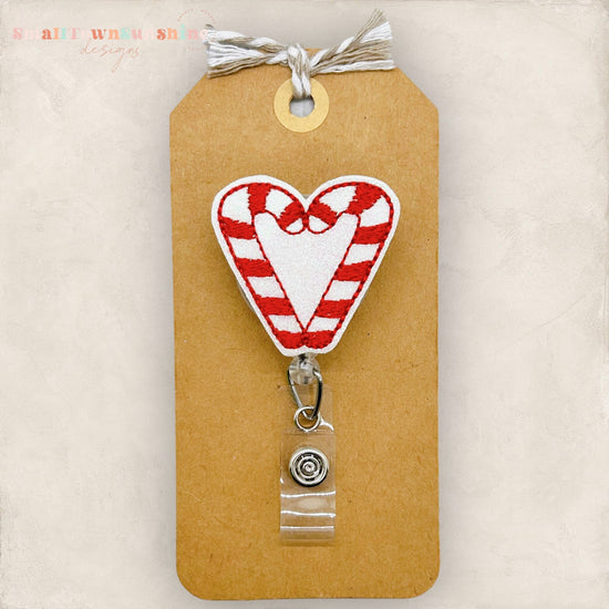 Candy Cane Heart Badge Topper