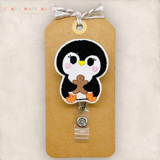 Penguin with Gingerbread Badge Topper