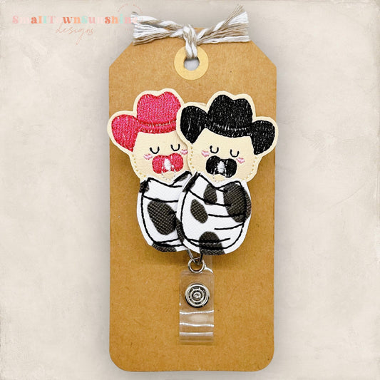 Western Cow Print Swaddled Babies Badge Topper