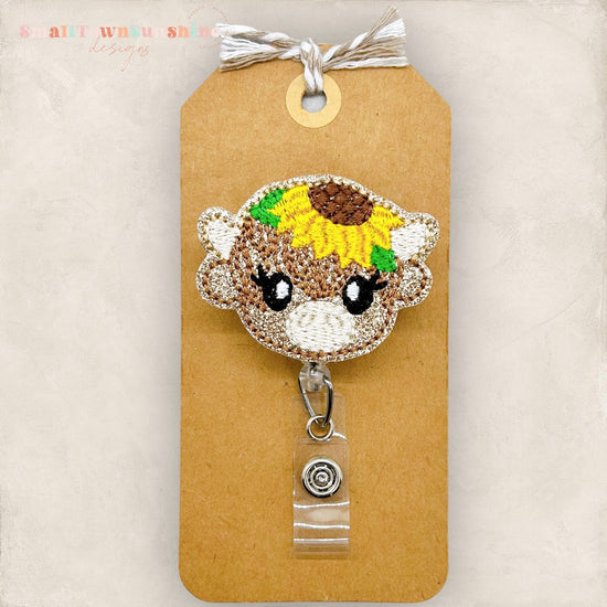 Sunflower Highland Cow Badge Topper