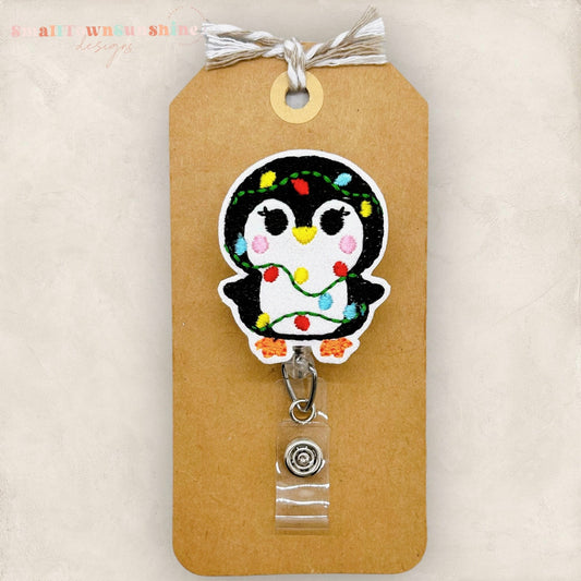 Penguin With Lights Badge Topper