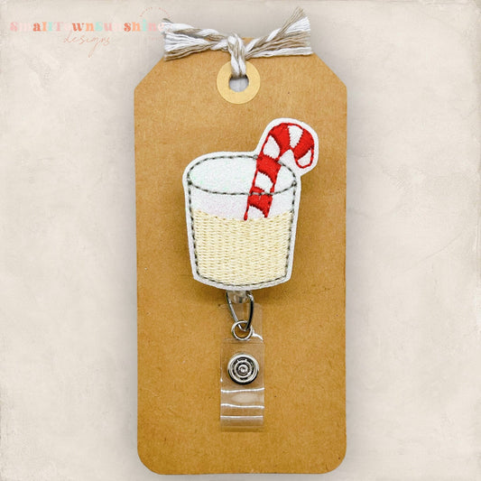 Eggnog with Candy Cane Badge Topper