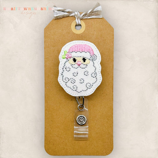 Pink Santa Badge Topper