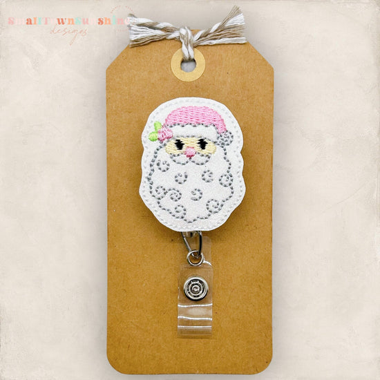 Pink Santa Badge Topper