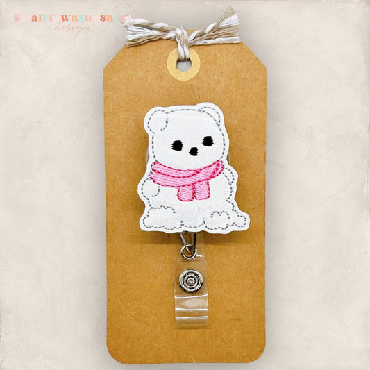 Snowman Bear Badge Topper