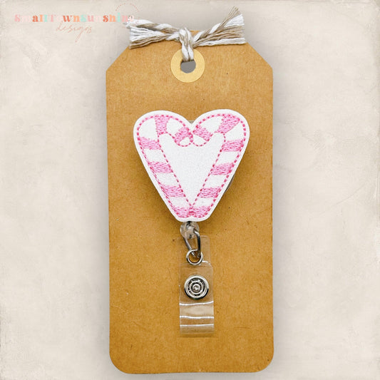 Pink Candy Cane Badge Topper