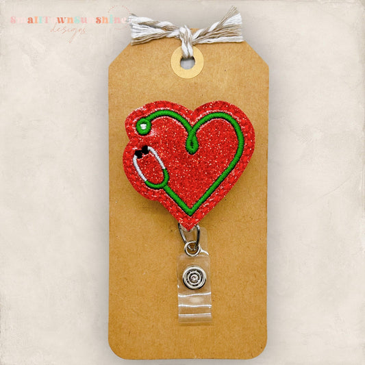 Red and Green Stethoscope Badge Topper