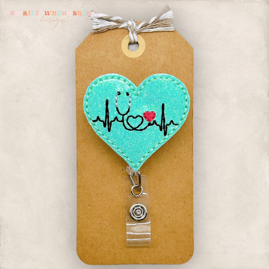 EKG Stethoscope Heart Badge Topper