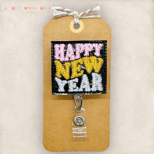 Retro Happy New Year Badge Topper