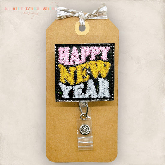 Retro Happy New Year Badge Topper