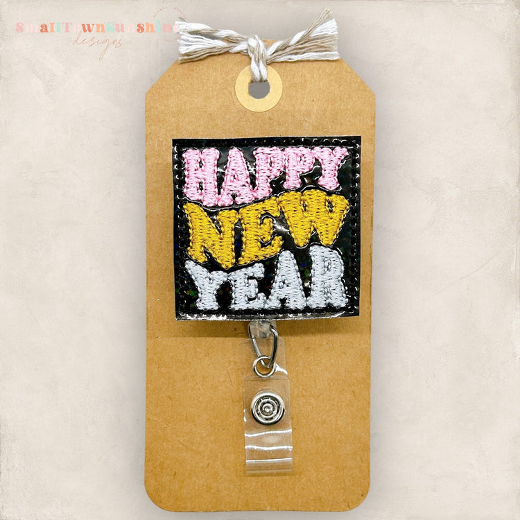 Retro Happy New Year Badge Topper