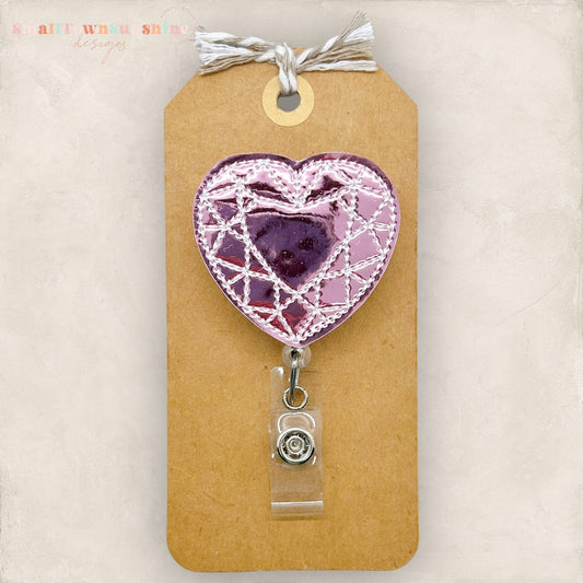 Pink Mirrored Heart Badge Topper