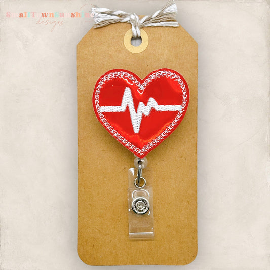 Red EKG Heart Badge Topper