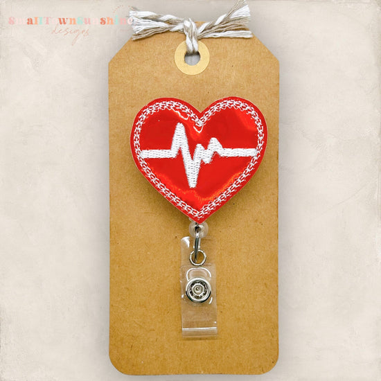 Red EKG Heart Badge Topper