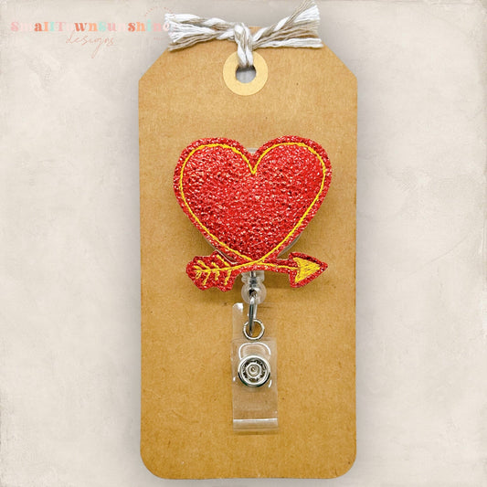 Metallic Red Heart Badge Topper