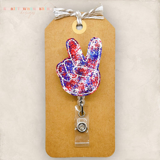 Patriotic Peace Fingers Badge Topper