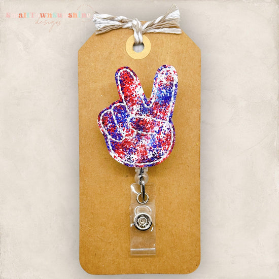 Patriotic Peace Fingers Badge Topper