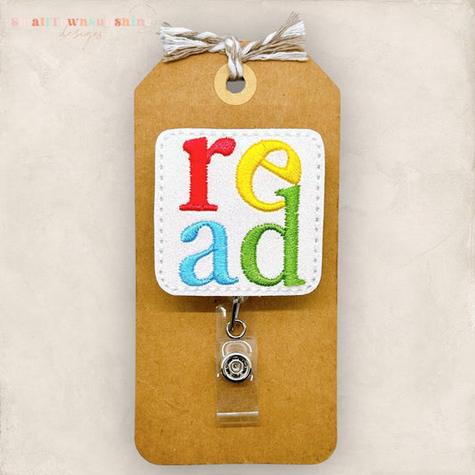 Read Badge Reel, Bookish Badge Reel, Librarian Badge Clip, Teacher Lanyard, Nurse Badge Holder, Coworker Gift, Retractable ID Clip | GLITTER