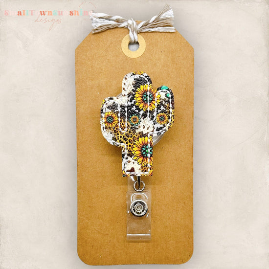 Sunflower Leopard Cactus Badge Topper