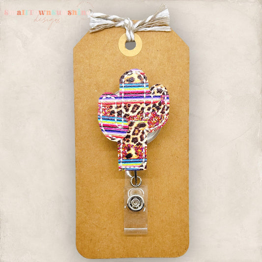 Bright Leopard Striped Cactus Badge Topper