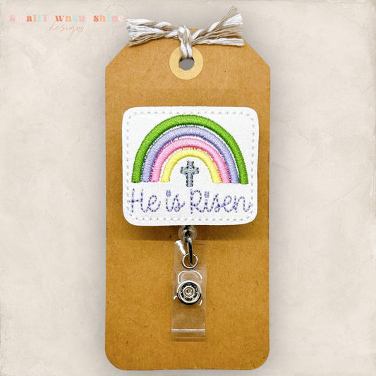 He Is Risen Rainbow Badge Topper