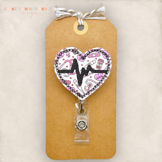 Pink EKG Badge Topper
