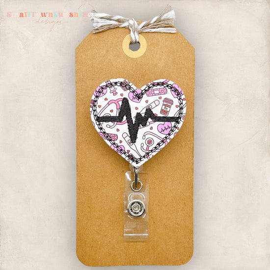 Pink EKG Badge Topper