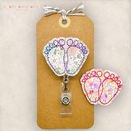 Floral Baby Feet Badge Topper