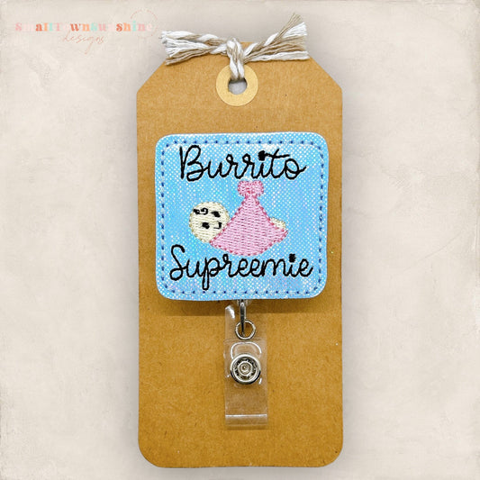 Burrito Supreemie Badge Reel, Preemie Badge Reel, NICU Badge Reel, Nurse Badge Clip, Baby Lanyard, Coworker Gift, Retractable ID Holder