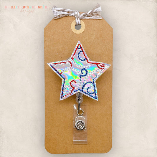 Patriotic Swirl Star Badge Topper