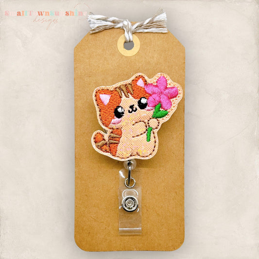 Kitty with Flower Badge Topper