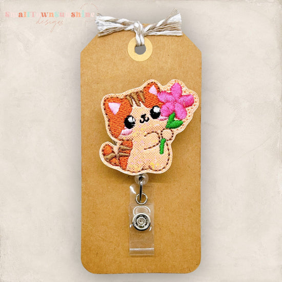 Kitty with Flower Badge Topper