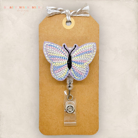 Pastel Purple Butterfly Badge Topper