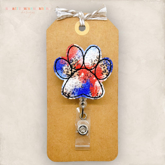 Patriotic Leopard Paw Print Badge Topper