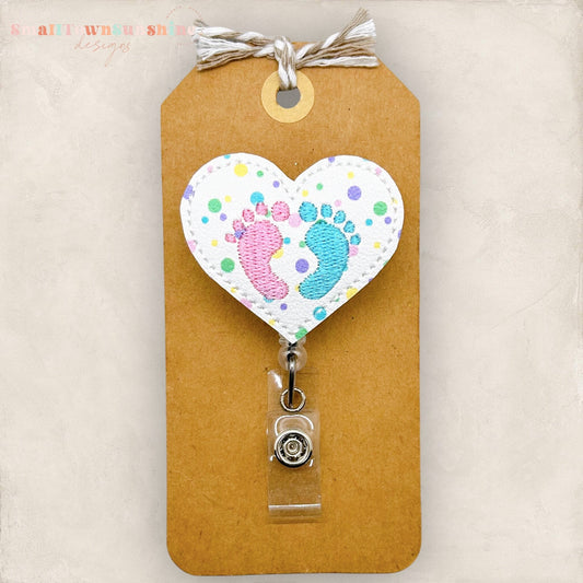 Pink & Blue Baby Feet Badge Topper