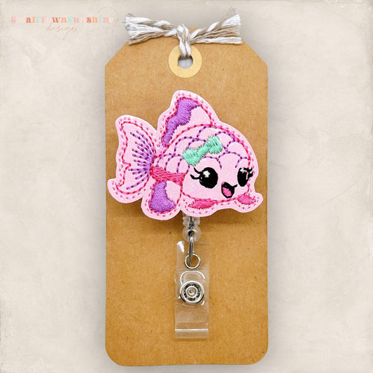 Pretty Pink Fish Badge Topper