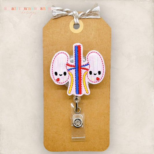 kawaii pink anatomical kidneys badge reel