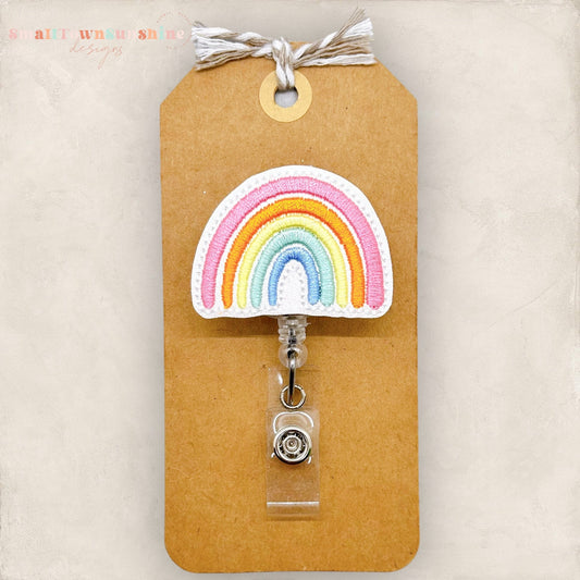 pretty pastel rainbow badge reel