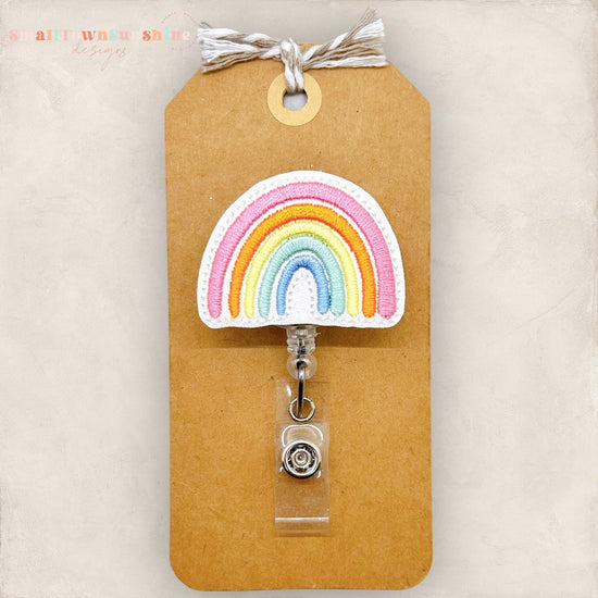 pretty pastel rainbow badge reel