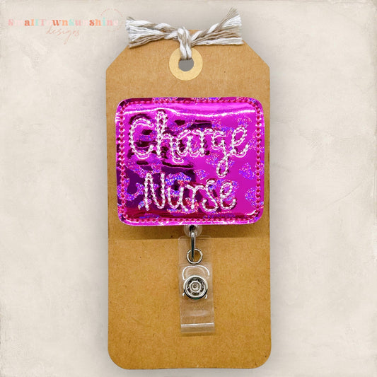 fuchsia charge nurse badge reel