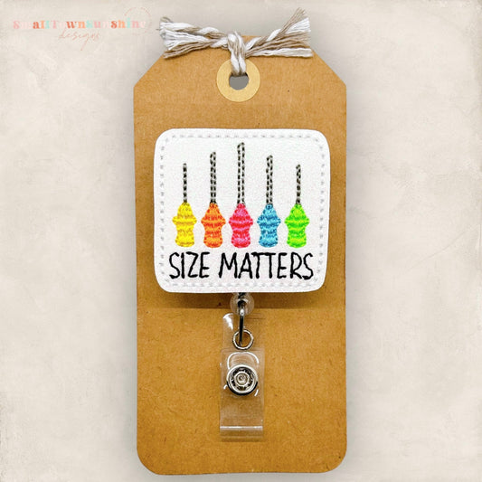 size matters badge reel