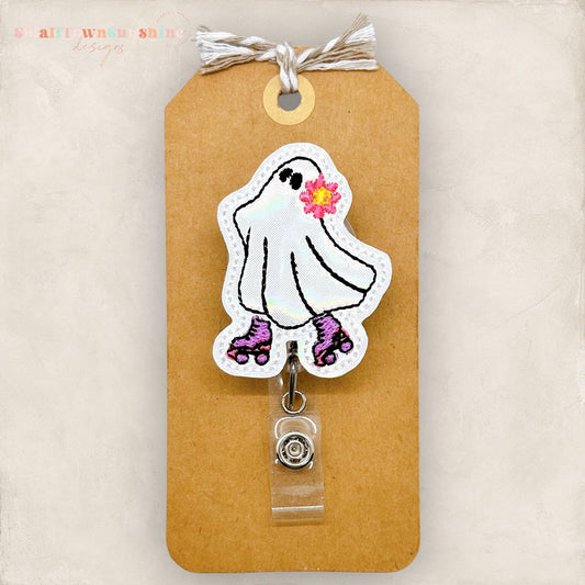 Roller Skating Ghost Badge Topper