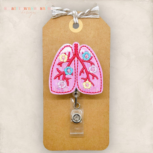 embroidered floral lungs badge reel