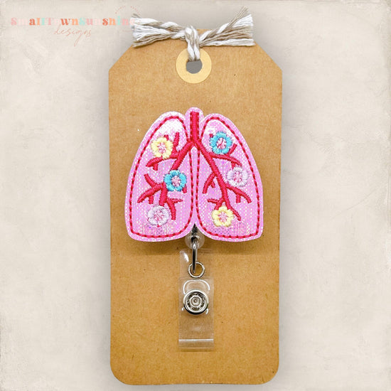 embroidered floral lungs badge reel